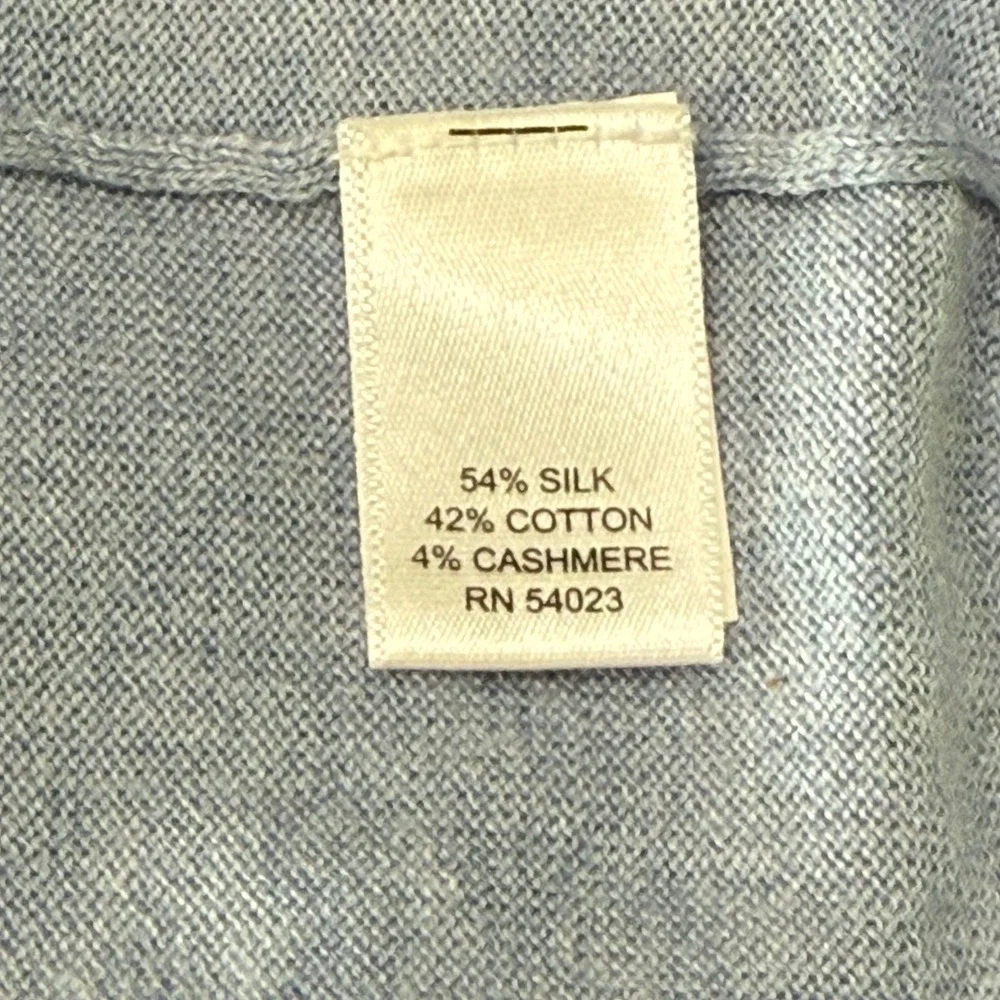 Banana Republic Mens L Blue V-Neck Sweater Silk Cotton Cashmere Luxury Blend